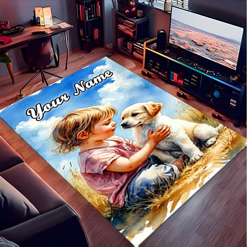 1PC Custom Name Childhood Innocence Friendship Theme Floor Mat Ideal for Living Room, Game Rooms, Office, Bedroom, Office Floor Mat , Floor Mats for H