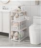 Multi-layer Kitchen & Bathroom Floor Storage Rack: Punch-free, Microwave Oven Compatible Shelves.