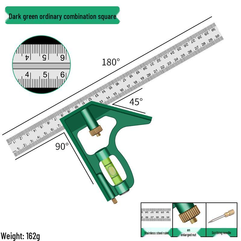 Multifunctional Stainless Steel 90° Angle Ruler for Woodworking