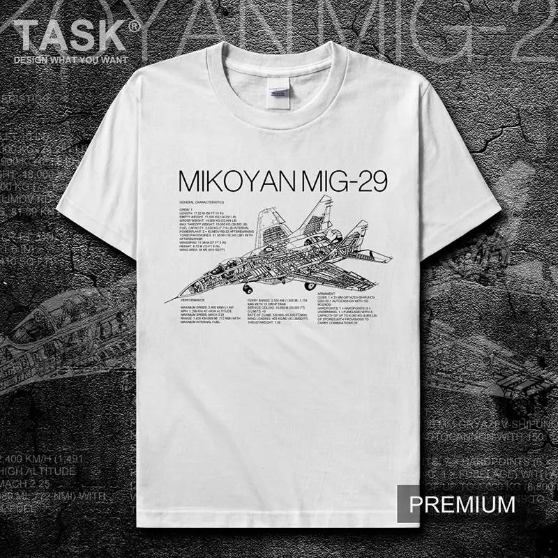 Russian Mikoyan MiG29 Fighter Blueprint Printed TShirt 100 Cotton ONeck Short Sleeve Summer Casual Mens Tshirt Streetwear