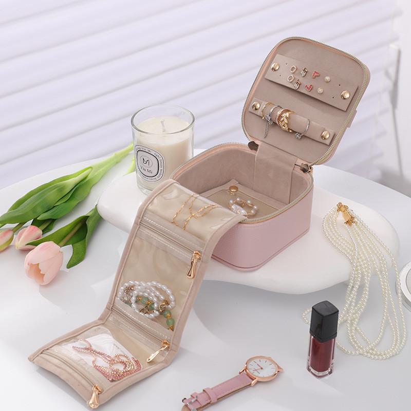 Minimalist Leather Jewelry Organizer With Multiple Compartments For Travel And Gift Giving