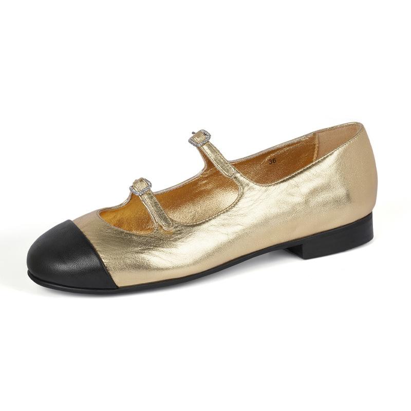 

Туфли Мэри Джейн женские на толстом каблуке кожаные Мэри Джейн женские туфли ощущение высокого класса маленькие кожаные туфли женские юбочный стиль показывает маленькую ножку 39 золотой
