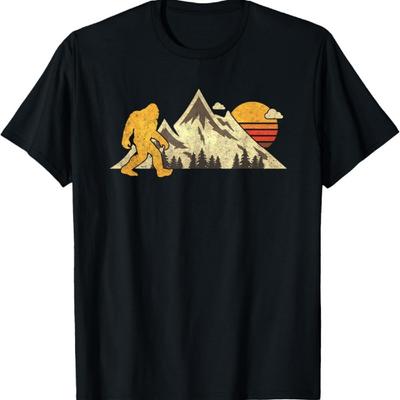 Bigfoot Vintage Mountain Sun Sasquatch Camping Hiking T-Shirt
