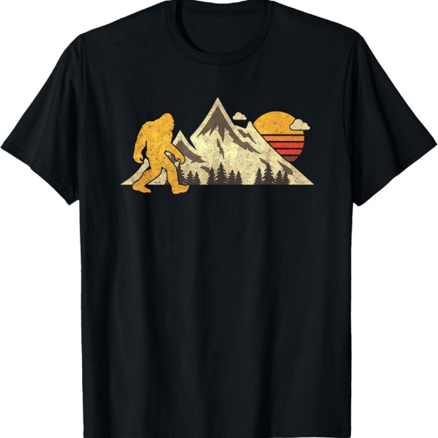 

Bigfoot Vintage Mountain Sun Sasquatch Camping Hiking T-Shirt XXXXXL чорний