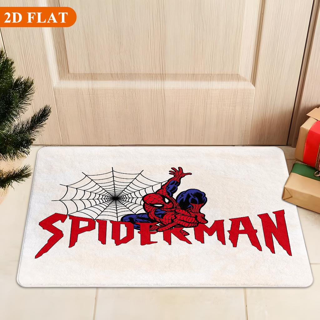 Bath Mat 1pc, Spider for Man Logo_2, MARVEL Flannel Rectangular Mat, Bathroom Non-slip Entrance Mat, Fun Door Decoration Mat,