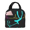 Spearfishing Spearfisher Fishing Heartbeat Pulse Insulated Lunch Bag for Women Kids Portable Food Boxes Thermal Lunch Box Tote