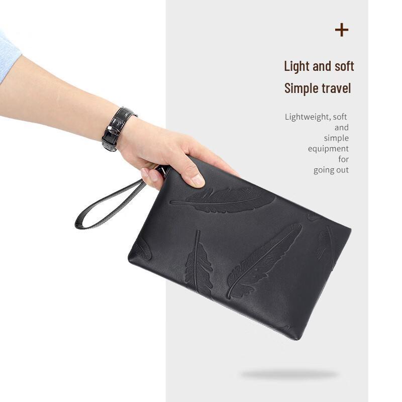 SCHWARZETIENNE Men's Leather Embossed Envelope Clutch Bag