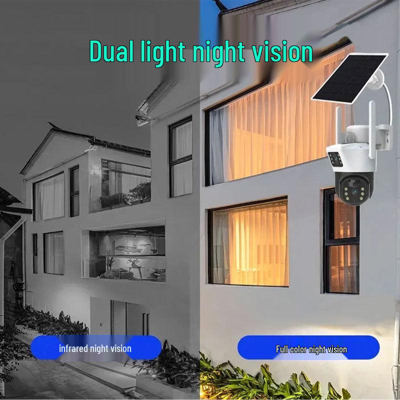V380 Dual-Lens Wireless Solar Camera: Outdoor, Remote, Low-Power Surveillance