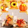 Artificial Pumpkins Fall Decor Faux Thanksgiving Floral Arrangements Maple Leaf Berry Bouquet for Autumn Harvest Tabletop Decor