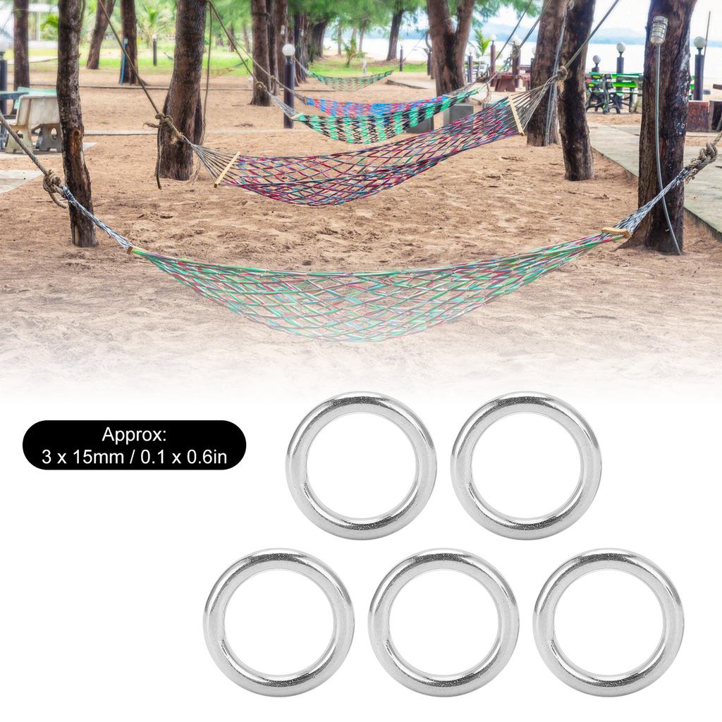 5pcs Round Rings Welded Stainless Steel Sturdy Hoop for Navigation Boats Outdoor