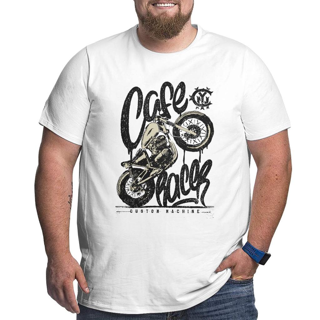 Happiness Cafe Racer Vintage Motorcycle T Shirts Cotton T-Shirts Big Tall Tee Clothes Plus Size Big Size Large 4XL 5XL 6XL