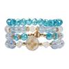 Bohemian Multi-Layer Elastic Bracelet with Imitation Crystal Beads