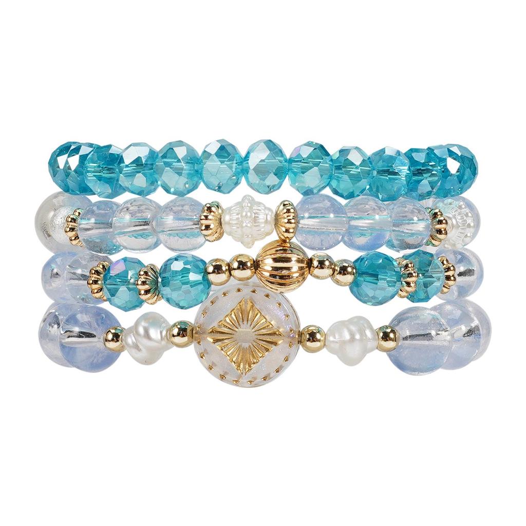 Bohemian Multi-Layer Elastic Bracelet with Imitation Crystal Beads