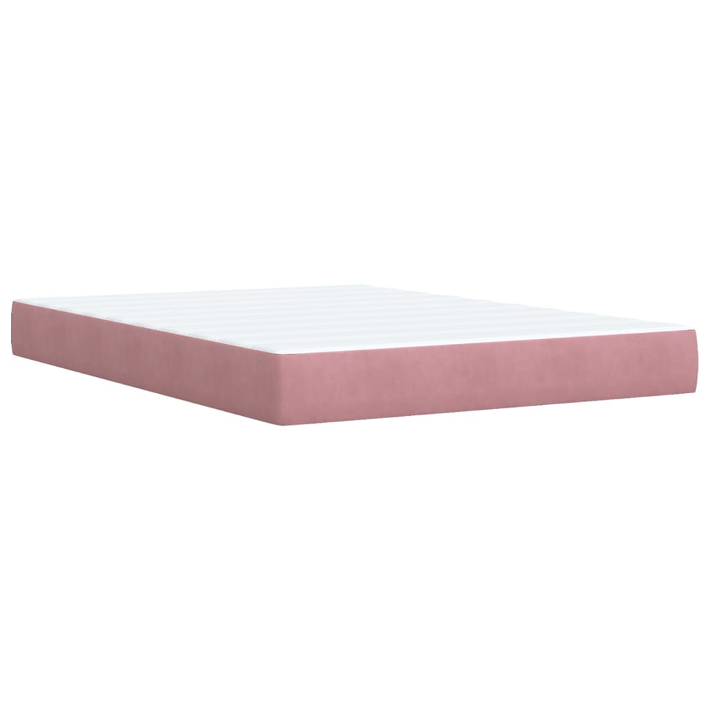 Pink Box Spring Bed with Mattress 140 X 190 Cm Velvet