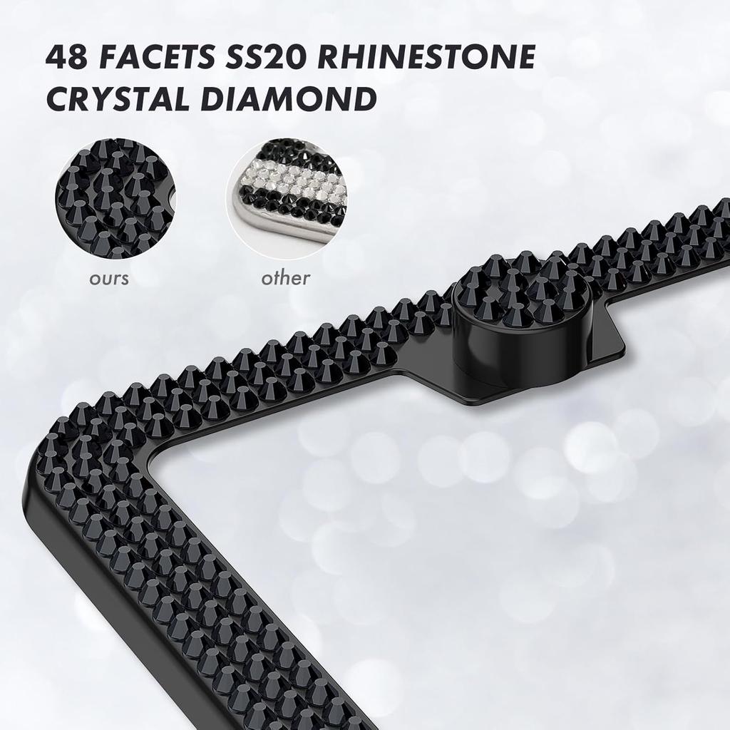 SHARE&CARE Bling License Plate Frame, Crystal License Plate Cover, Car License Plate Holder With Rhinestone Crystal Diamond Screw Set - 1 Pack