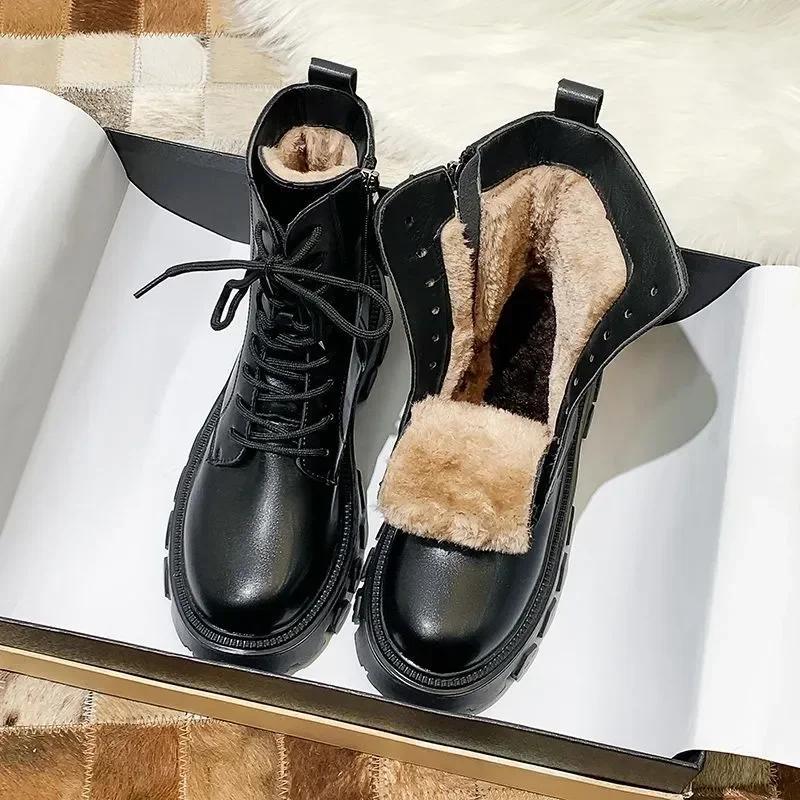 Fashion Winter Snow Boots Female 2024 New Waterproof Cotton Shoes Women's Thickened Snow Padded Women Boots Platform Heels Ankle Boots