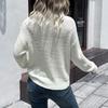 Autumn and Winter Women's Sweater Fashion Women's White Long Sleeve V-Neck Twist Sweater