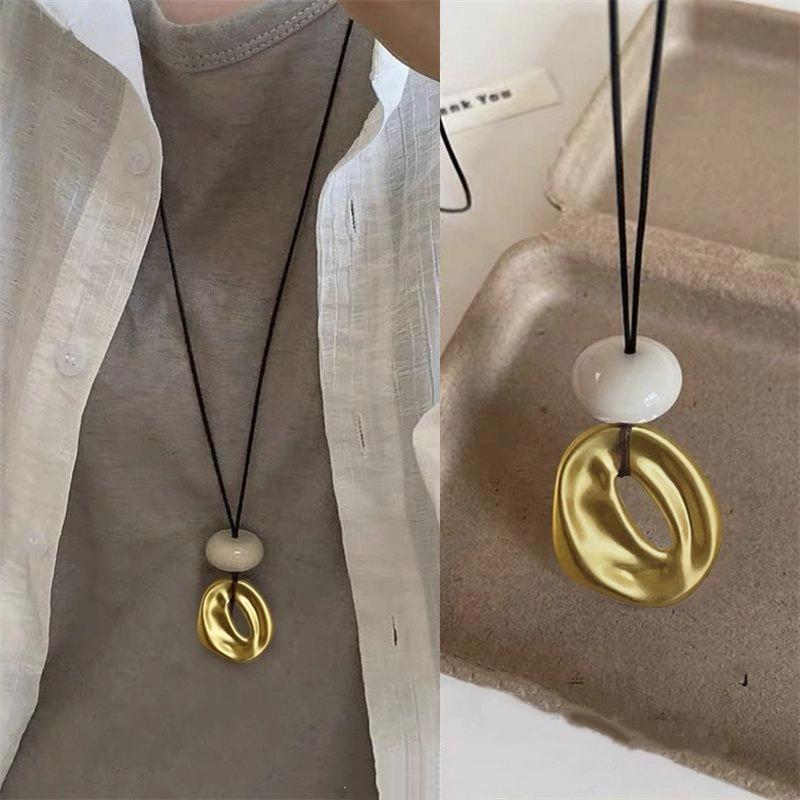 Korean Minimalist Geometric Pendant Long Necklace Women's Irregular Adjustable Versatile Fashion Accessories