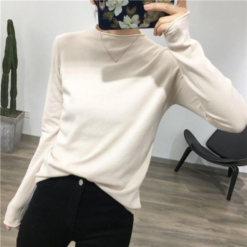 Vintage Fleece Thickened Turtleneck Sweater Women's Autumn Winter Solid Design Fashion Warmth Integrated Velvet Inner Pullover Base Tops