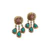 Retro Silver Needle Pearl & Faux Stone Geometric Tassel Earrings
