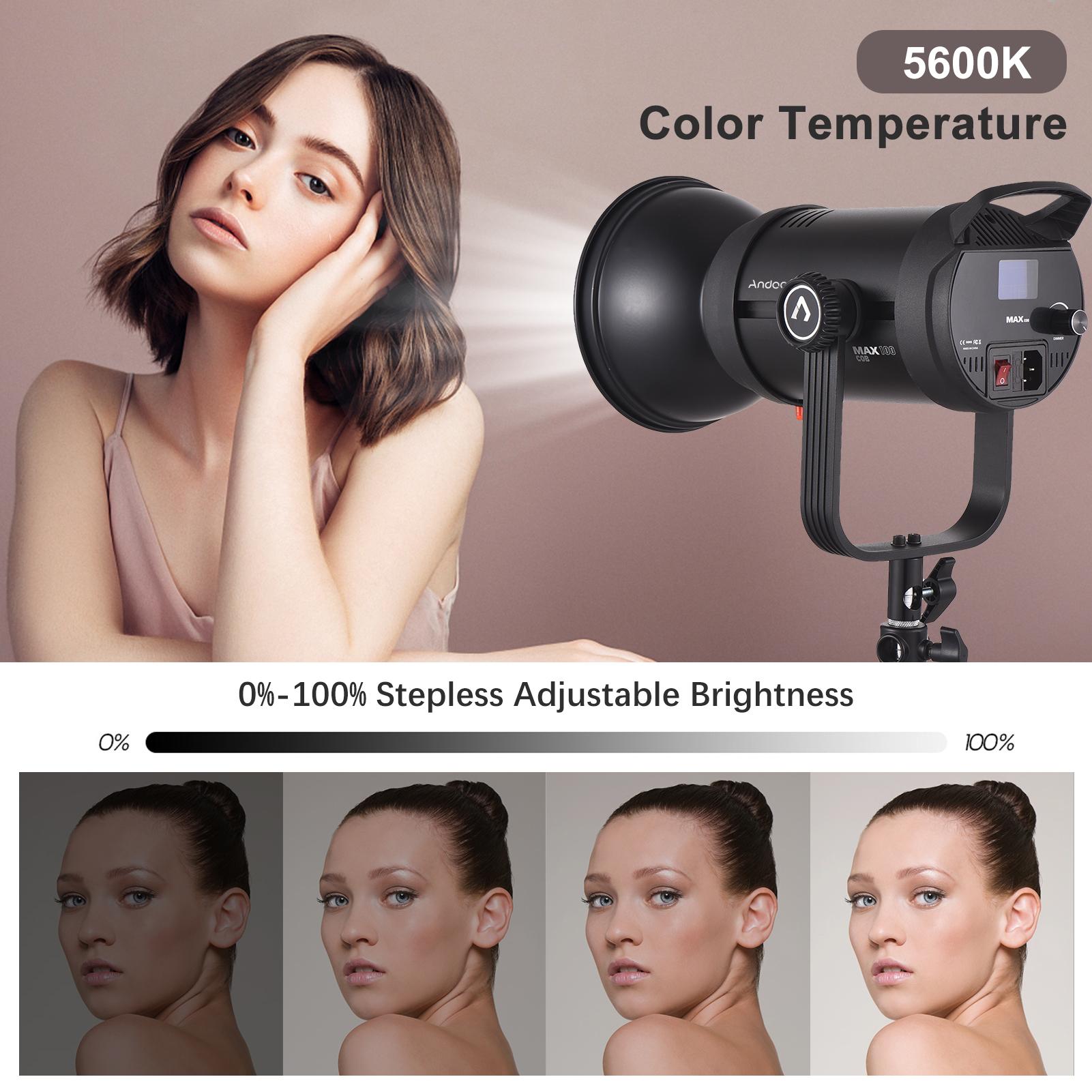Andoer MAX 100 100W COB Светодиодный светильник для видеосъемки и студийной фотографии — фото 7