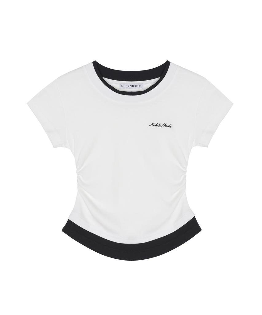 Nigaennikol Layered Shirring Slim Top_White