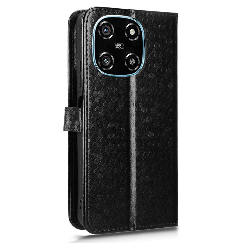 For Blackview Color 6 Wallet Case Dot Pattern Imprint PU Leather Phone Cover with Wrist Strap