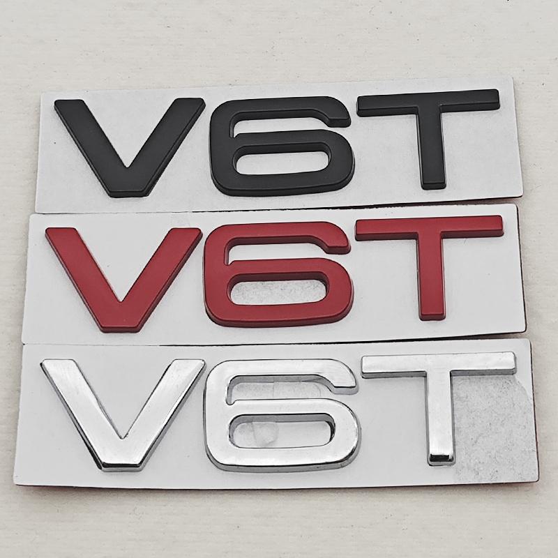 3D Metal Car Sticker Logo V6T Fender Side Badge Rear Trunk Emblem For Audi S4 S5 S6 S7 A8 Q7 Q8 SQ5 SQ7 SQ8 RS4 RS5 Accessories