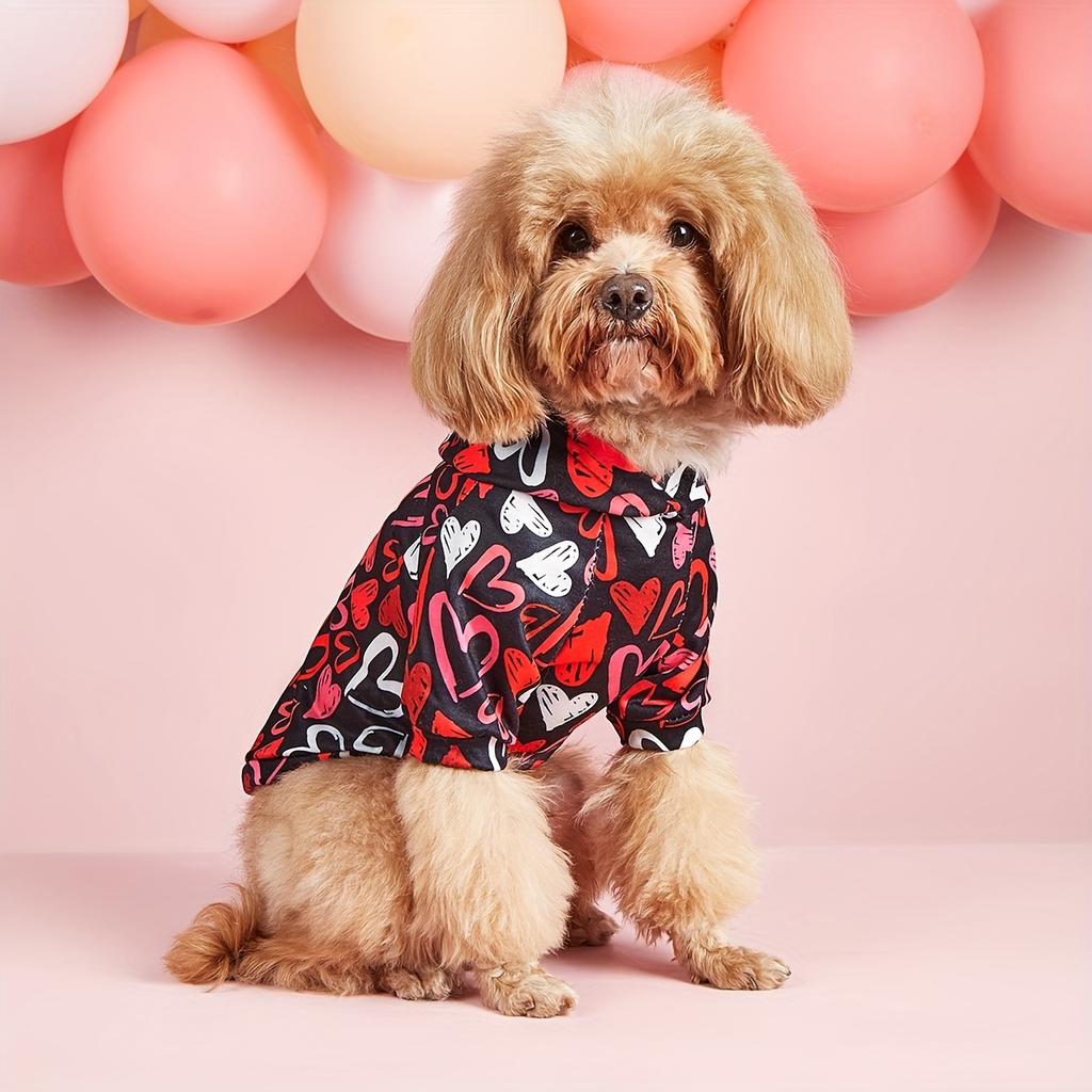Funny Heart Shirt Valentine's Day Pet Dog Hoodies Cute Puppy Costume Clothes for Small Medium Dogs Cats Pets