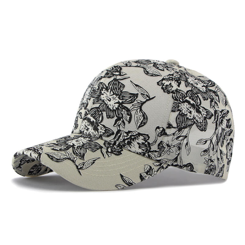 Baseballkappe mit Blumenmuster Atmungsaktiver Sonnenhut für Damen Herren Verstellbarer Visier für Outdoor-Sport