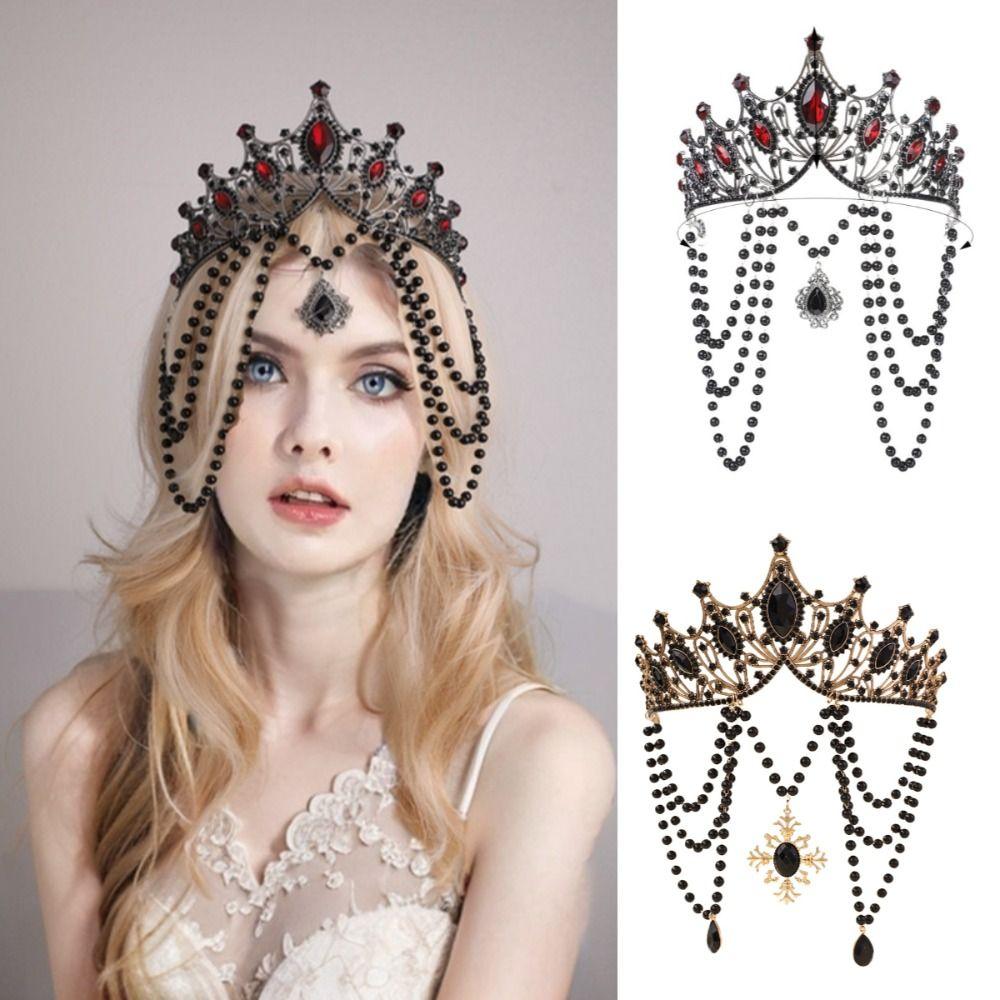 Stage Performance Baroque Rhinestone Crown Elegant Princess Tiara Goddess Halo Headwear  Lolita