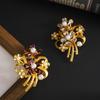 Retro Rhinestone Flower Brooches For Women Unisex 2-color Alloy Plants Party Casual Brooch Pins Gifts