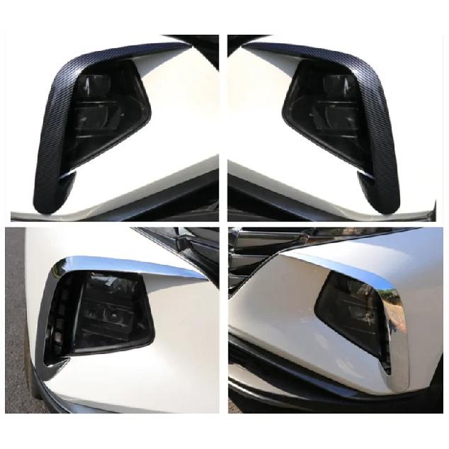 For Hyundai Tucson NX4   Front Fog Light Lamp Cover Trim Bumper Molding Eyebrow Eyelid Carbon Fiber Chrome Decoration