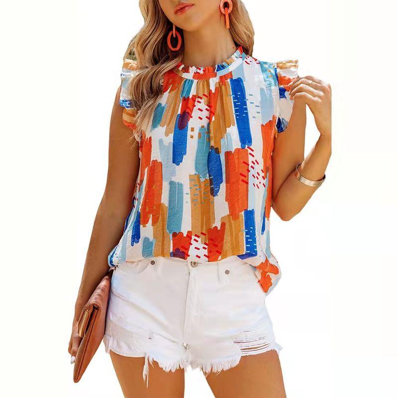 

Cross-Border Export Loose Youth Girl Sleeveless Chiffon Shirt Red L