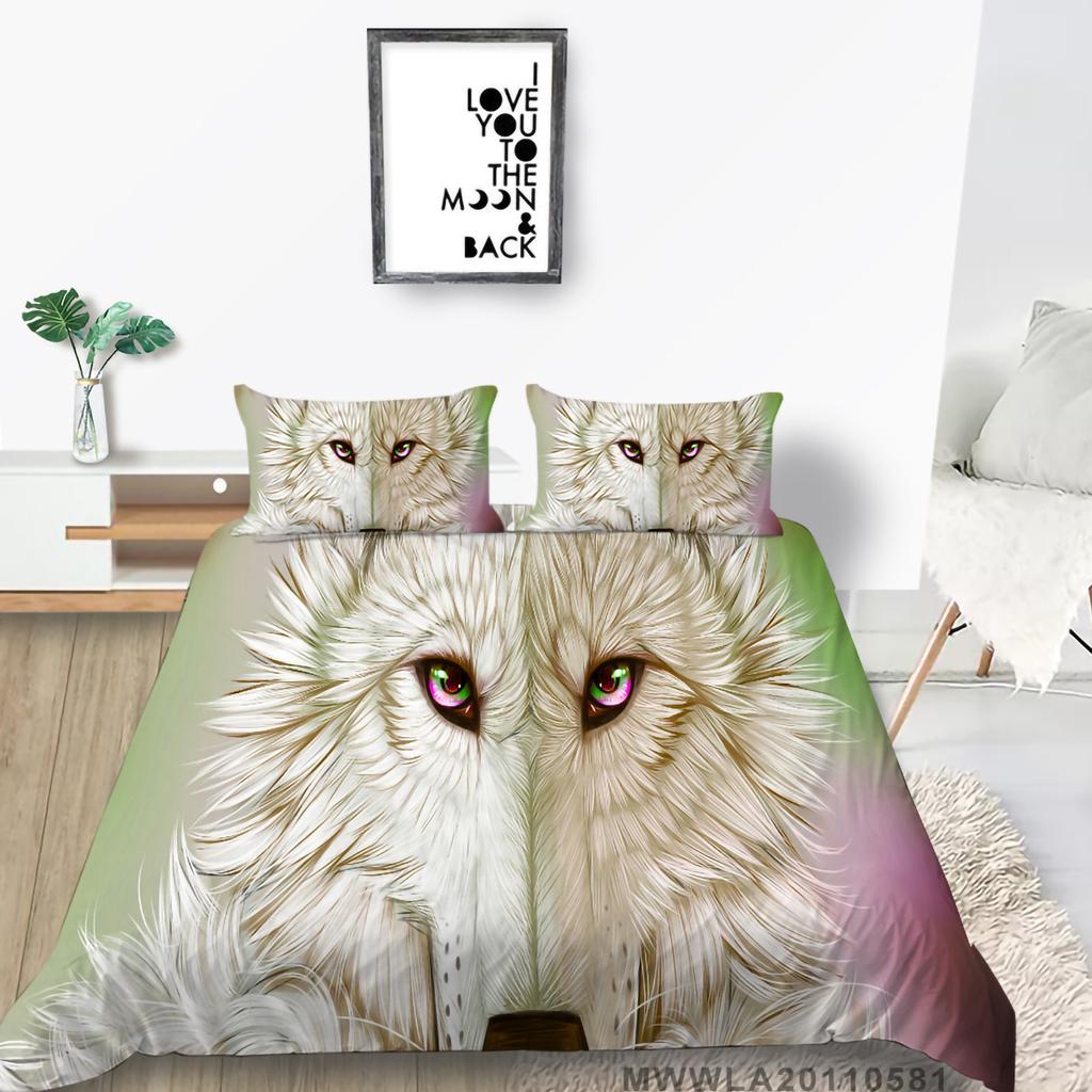 3D Wolf Theme Bedding Set with Wolf Print Quilt Cover Pillow Case 2 or 3 Pieces AU240 * 270 Extra Large Home Decoration