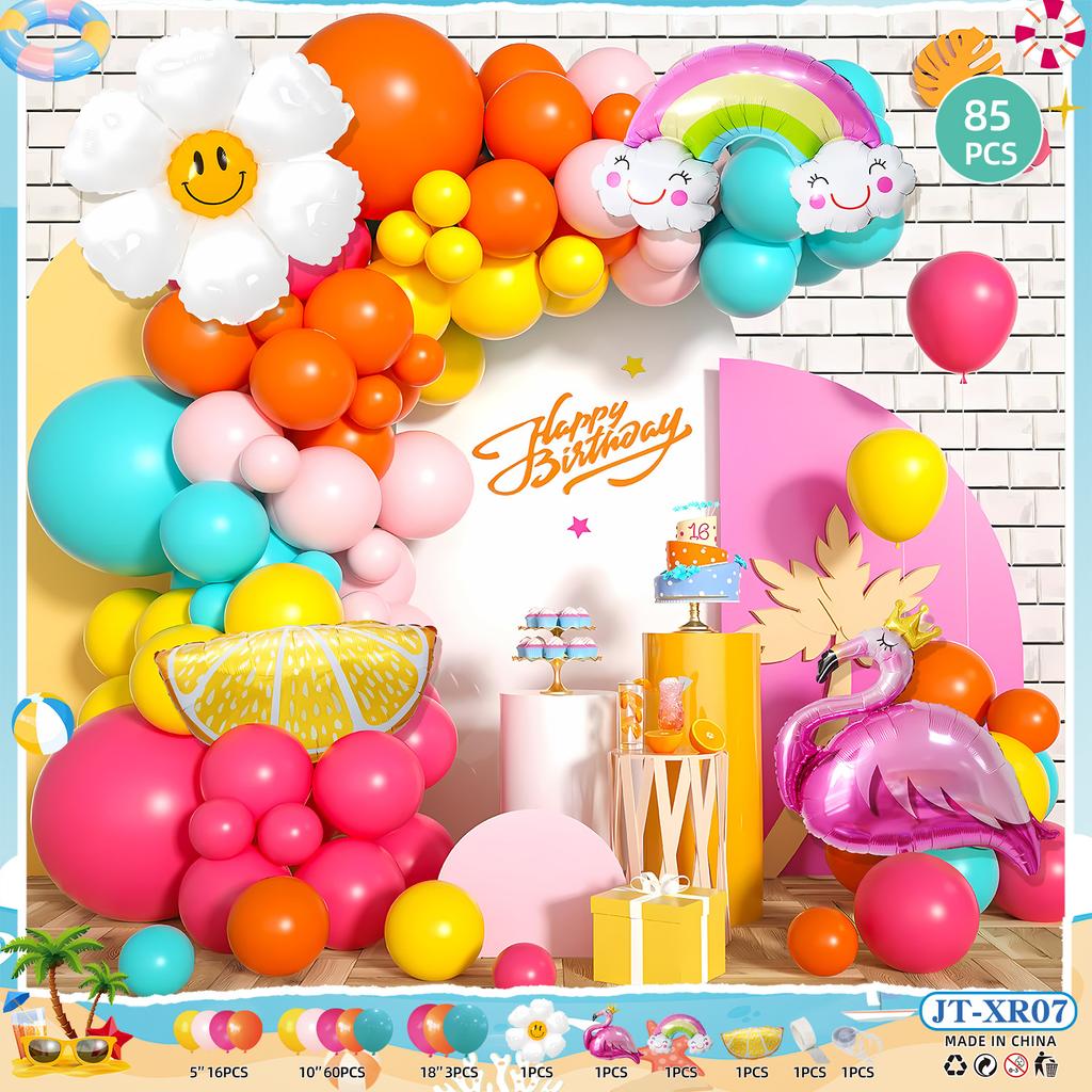 Hawaiian Balloon Set Wreath Summer Pool Party Pineapple Balloon Hawaiian Party Outdoor Outfit
