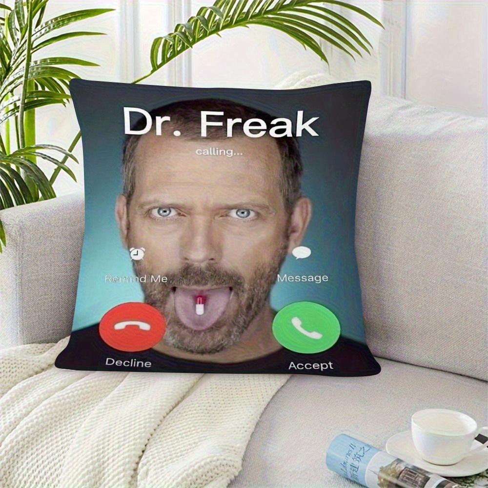 Funny Phone Call Dr.Freak Pillowcase Single-Sided Print Square Polyester Cushion Cover For Modern Sofa Decor