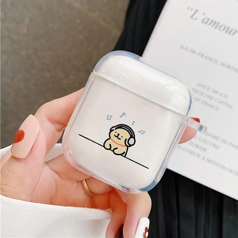 Earphone Case for AirPods 4 Pro3 Transparent Dog Puppy Cases for AirPods Pro2 3 4 1/2 Soft Silicone Protective Cover Box Cover