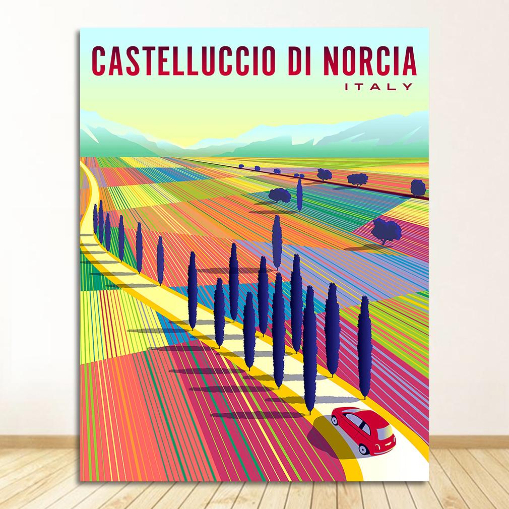 Itálie Řím Capri Toskánsko Retro Plakáty a grafiky Cestování Města Krajina Nástěnné umění Obraz Ložnice HD tisk Vintage umělecká malba