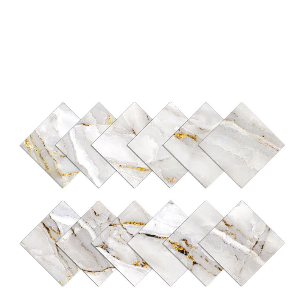 Marble Pattern Kitchen Oil-Proof Tile Sticker Thickened Crystal Wall Sticker Imitation Tile Bathroom Wallpaper Non-Slip Waterproof Wall Sticker