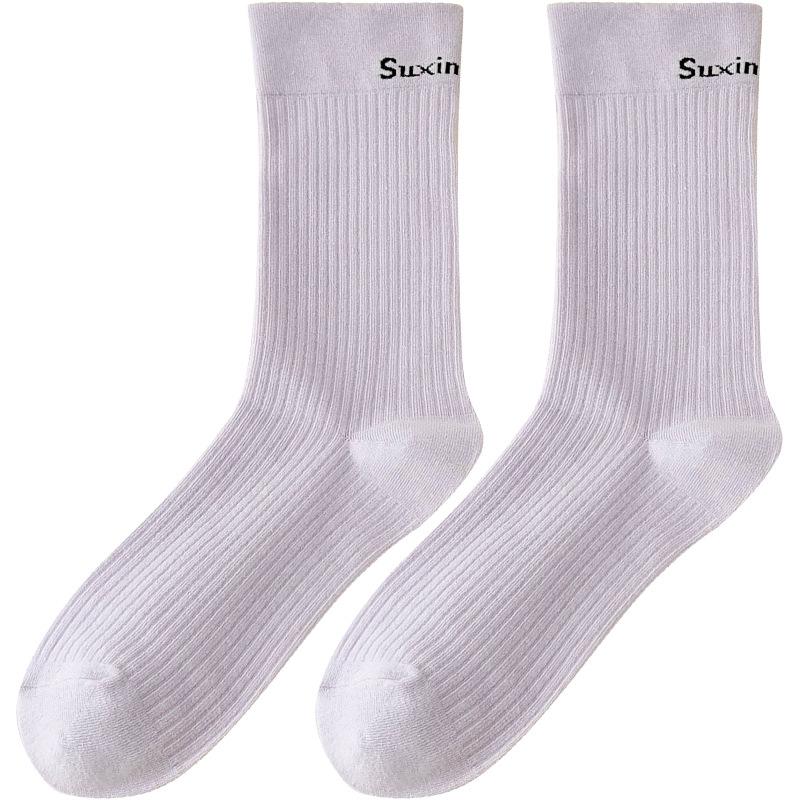 Female Spring and Autumn Macarone Solid Color Anti Pilling Sports Tall Cotton Socks