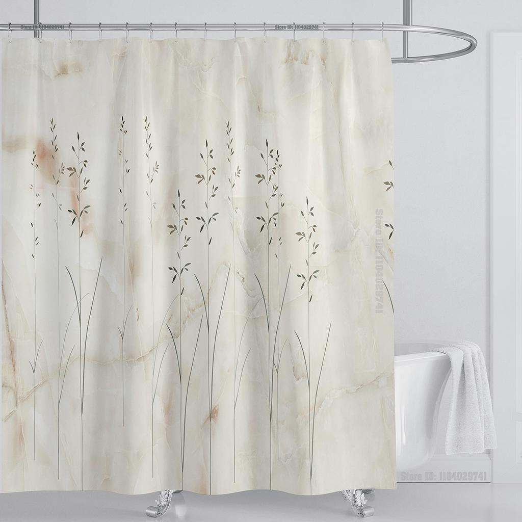 Plant Floral Shower Curtain Waterproof Shower Curtain Polyester Fabric 3D Printed Curtain Bathroom Decoration With Hooks
