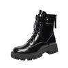 2024 New Winter Genuine Leather Women Boots Fur Warm Boots Snow Boots Zippe Lace-up Platform Boots Black Motorcycle Boots Shoes