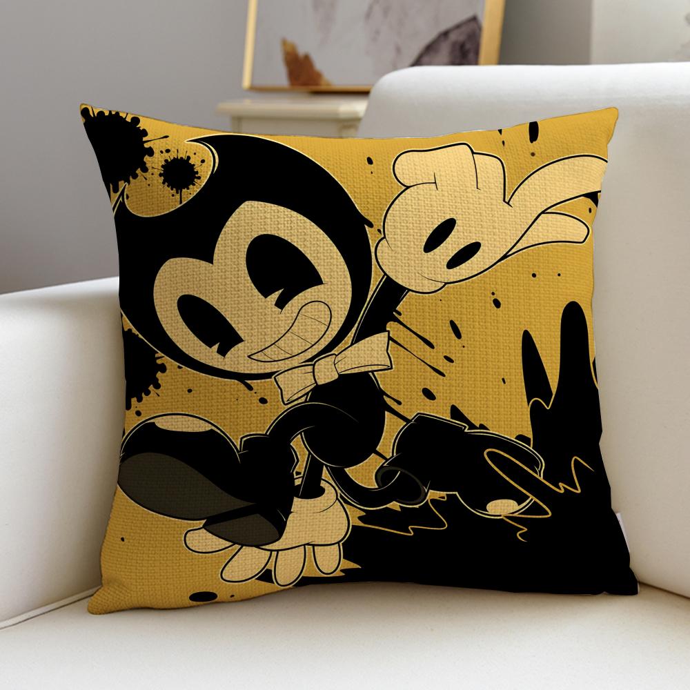 BBendy and the Ink MachineS Cushion Cover Breathable and Skinfriendly Linen Pillowcase Square Removable and Washable Cushion