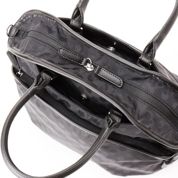 Tote Bag Polka Dots Piping Pocket 2WAY Mini Tote Black [Isaac] (10)