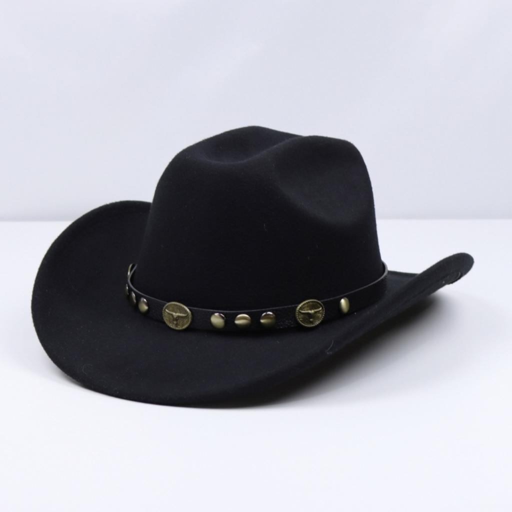Ethnic-style fedora, western cowboy hat, Tibetan-style performance hat, woolen mid-brimmed European and American retro woolen hat