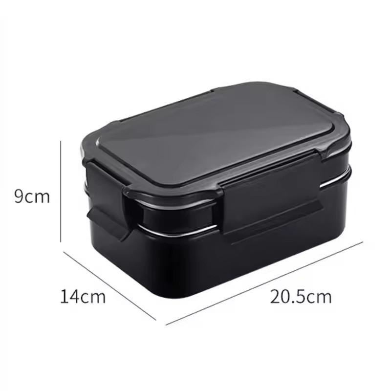 

Double Layers 304 Stainless Steel Lunch Box Leak-Proof Microwaveable Bento Box Adult Student Portable Divider Food Container чёрный