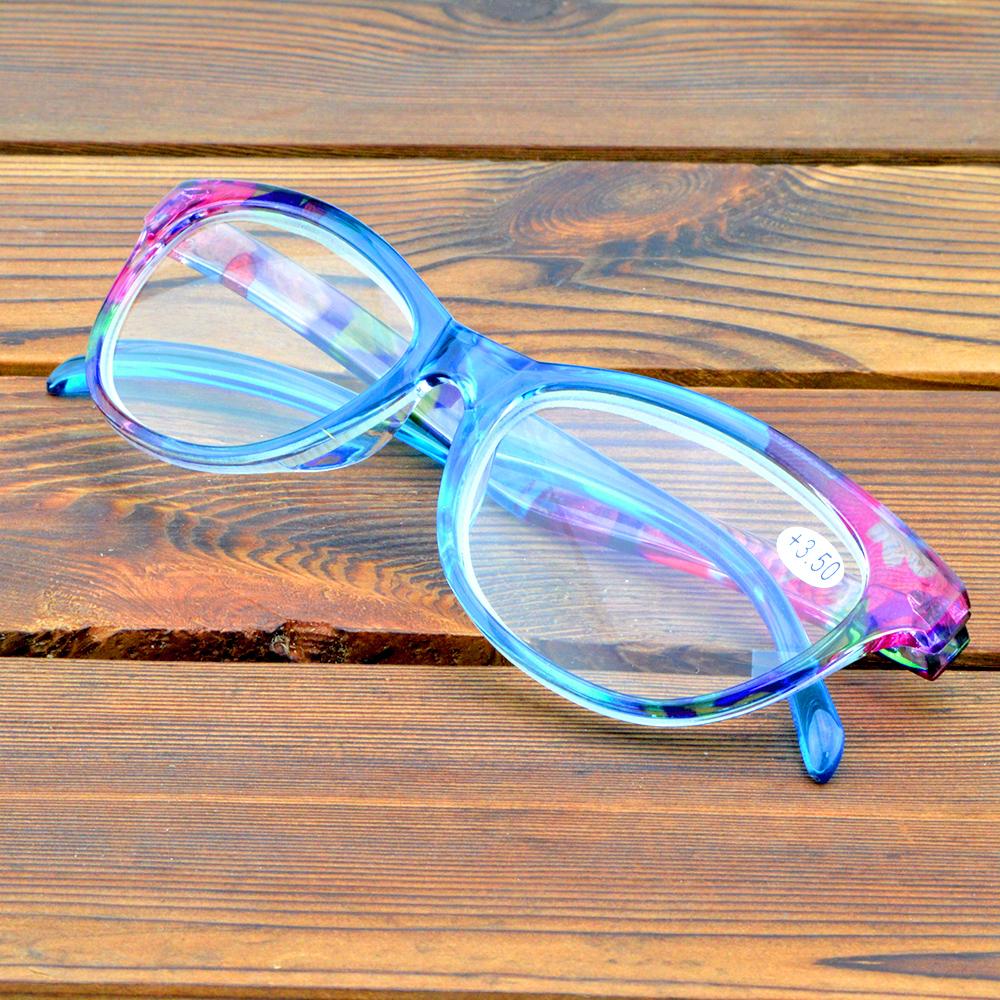 Lunettes de lecture de mode à monture complète rétro faites à la main avec monture ronde à fleurs bleues multicouches +0.75 à +4