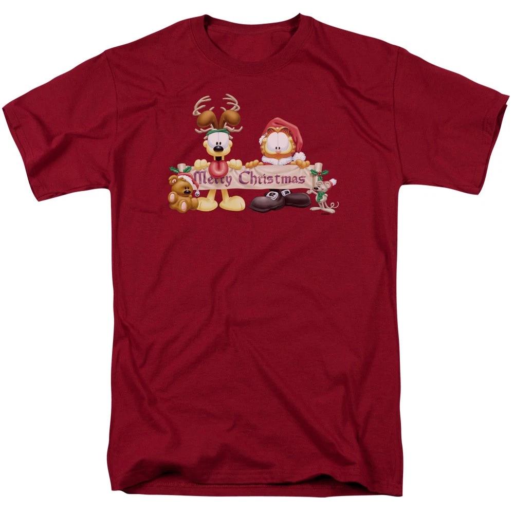 Garfield - Christmas Banner - Unisex Short Sleeve Children s T-shirt - Red 110