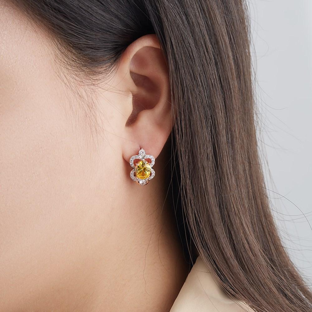 Rose Gold Color Inlaid Pale Robin Egg Blue Color Artificial Zircon Women's Earrings